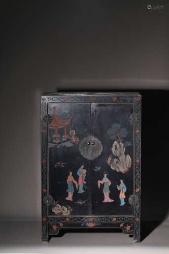 A Lacquer Wood Figure Cabinet