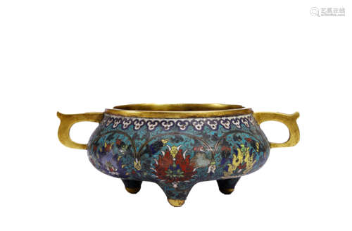 A Cloisonné Enamel Tripod Censer