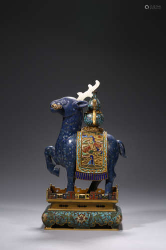 A Carved Lapis Lazuli Figure of Deer