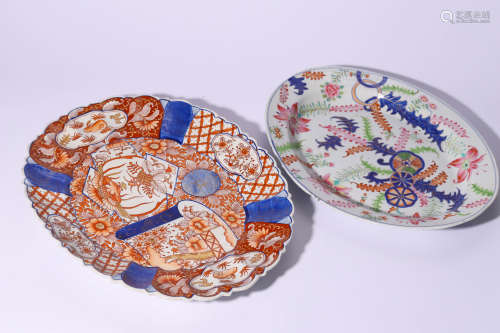 Two Imari Style Porcelain Lobed Plates
