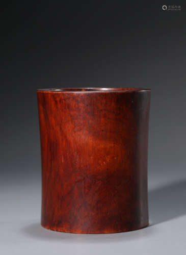 A Carved Rosewood Brush Pot