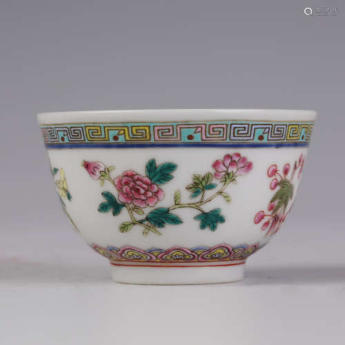 A Famille Rose Flowers Cup