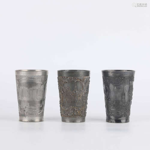 A Set of Three Aluminium Made Cups