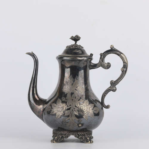 A Silver Casting Flower Ewer, 19 Century