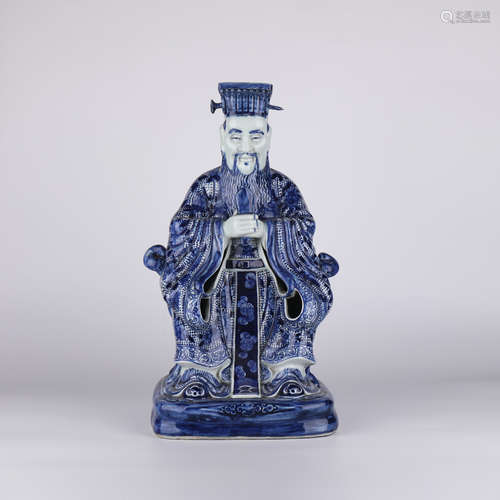 A Blue and White Figurine Statue