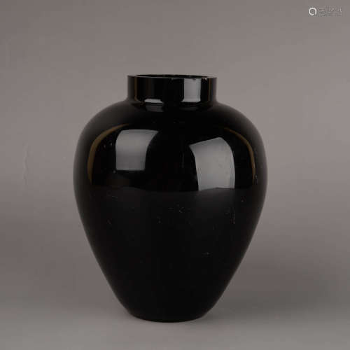 A Black Glassware Ovoid Jar