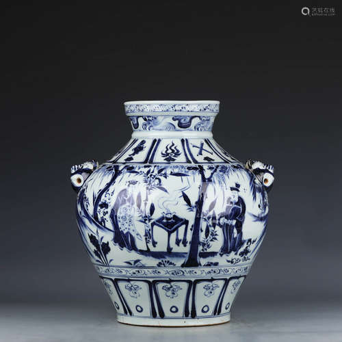 A Blue and White Figure Jar