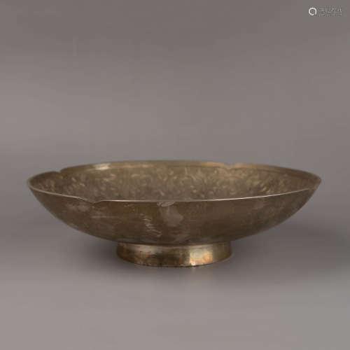A Silver Coating Bronze Floral Bowl