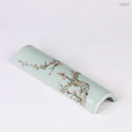 A Famille Rose Plum Blossom Arm Rest