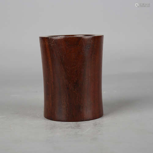 A Carved Rosewood Brush Pot