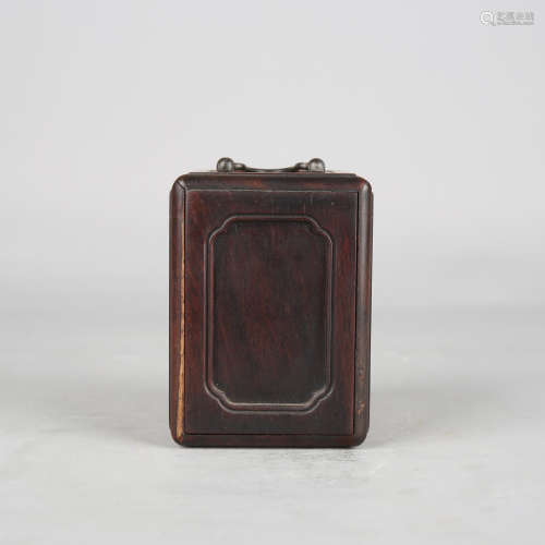 A Carved Rosewood Seal Box with Cover