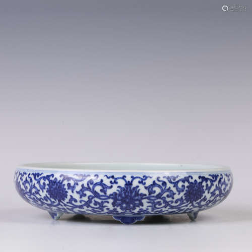 A Blue and White Lotus Washer