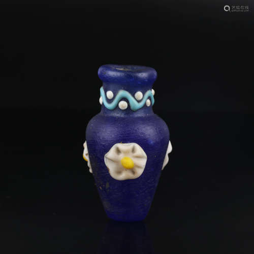 A Blue Glass Floral Vase