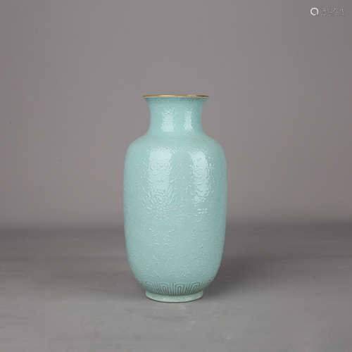 A Turquoise Glaze Moulded Vase