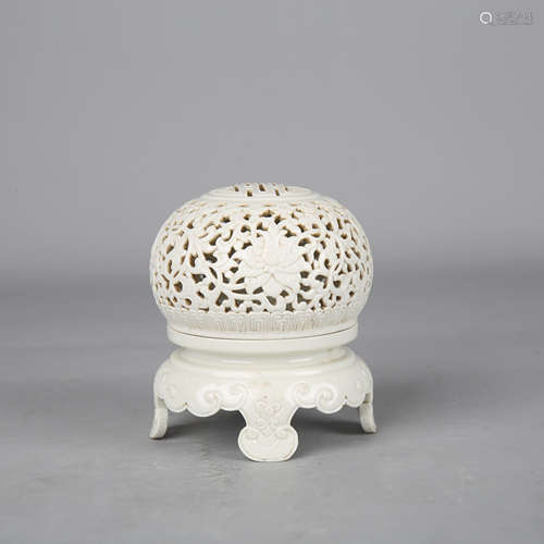 A Carved White Glaze Censer