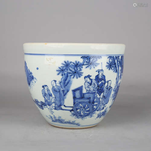 A Blue and White Figure Jar