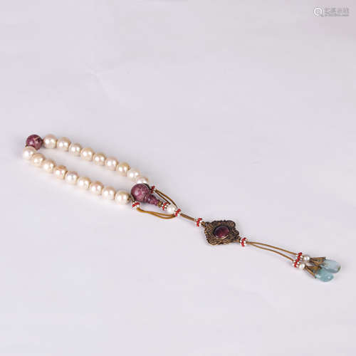 18 Pearl Beads Hand String with Ruby Stone