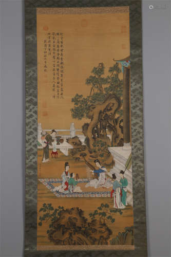 A Maids Painting on Silk by Qiu Ying.