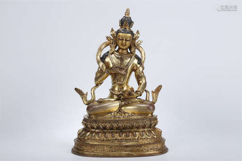 A Gilt Copper Vajrasattva Buddha Statue.