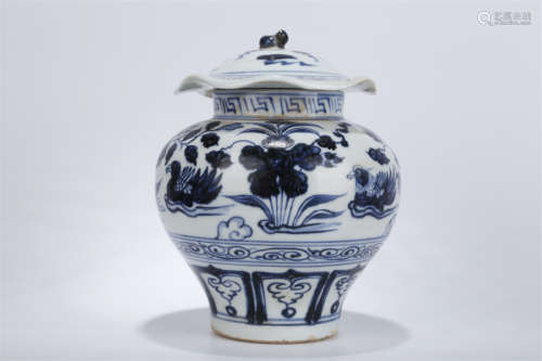 A Blue-and-White Porcelain Jar.