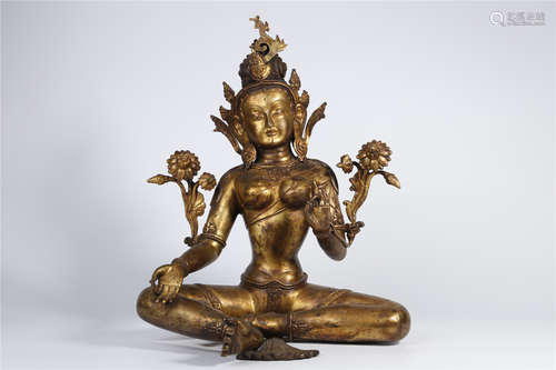 A Gilt Copper Bodhisattva Buddha Statue