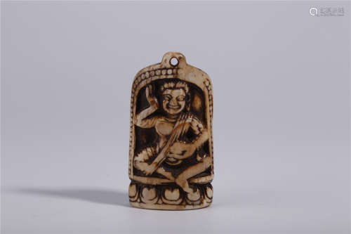 A Bone made Miniature Mahasiddha Buddha Statue.