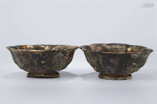 A Set of Gilt Copper Bowls.