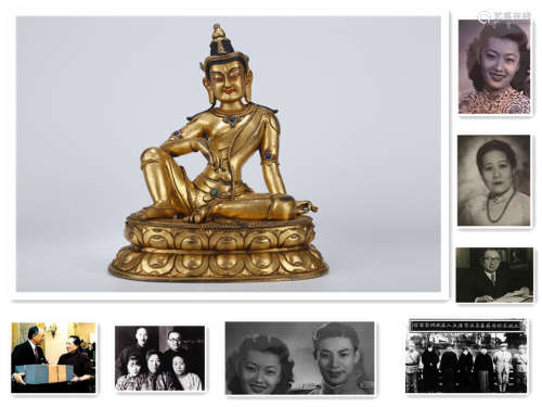 A Gilt Copper Bodhisattva Buddha Statue.