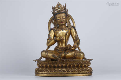 A Gilt Copper Vajrasattva Buddha Statue.