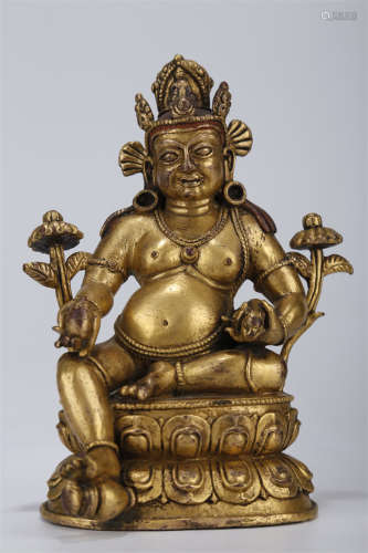 A Gilt Copper Wealthy Buddha Statue.