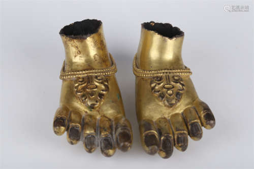 A Pair of Buddha's Foot Sculptures.