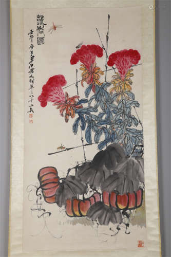 A Flowers and Fruits Painting by Qi Baishi.