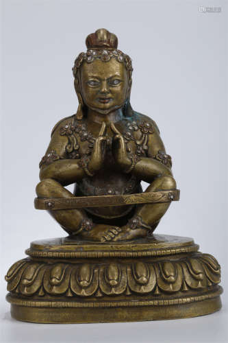 A Copper Mahasiddha Buddha Statue.