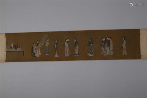 A Long Scroll Maids Painting by Qiu Ying.