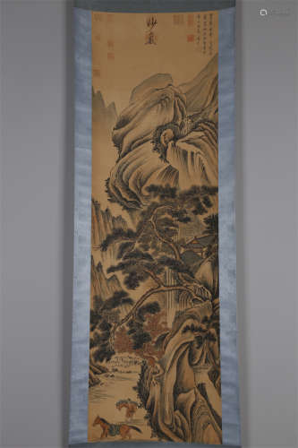 A Landscape Painting on Silk by Zhou Chen.