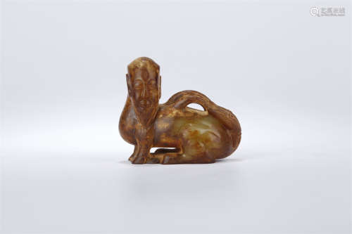A Jade Figure Statue with Animal Body.