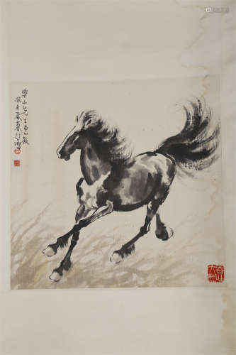 A Steed Painting on Paper by Xu Beihong.