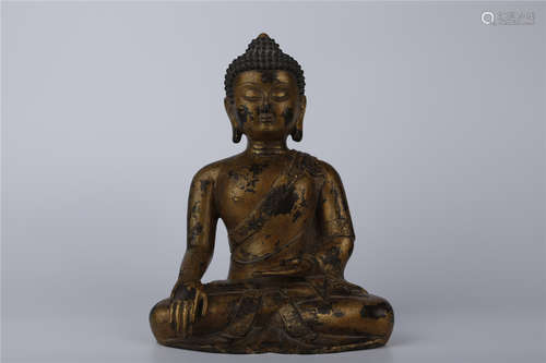 A Gilt Copper Sakyamuni Buddha Statue