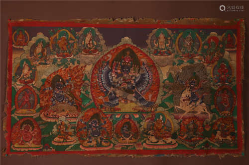 A Yamantaka Buddha Thangka.