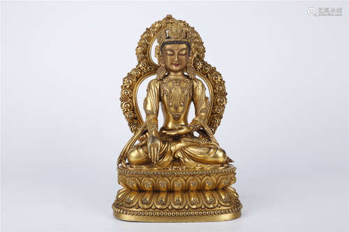 A Gilt Copper Amitayus Buddha Statue