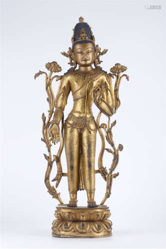 A Gilt Copper Vajrasattva Buddha Statue.