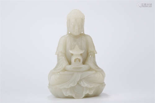 A Hetian Jade Sakyamuni Buddha Statue