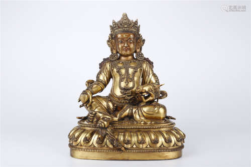 A Gilt Copper Wealthy Jambala Buddha Statue