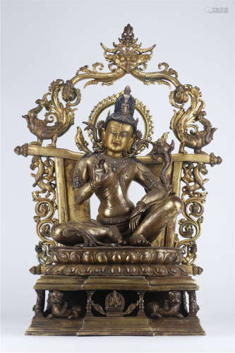 A Gilt Copper Brahma Buddha Statue.