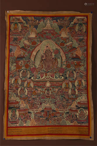 A Cattlehide Seven-Eye White Tara Buddha Thangka.