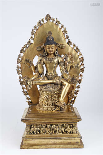 A Gilt Copper Six-Arm Tara Buddha Statue