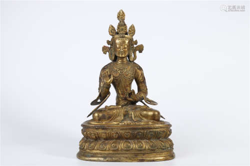 A Gilt Copper Tara Buddha Statue