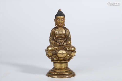 A Gilt Copper Sakyamuni Buddha Statue