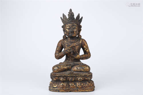 A Gilt Copper Sakyamuni Buddha Statue