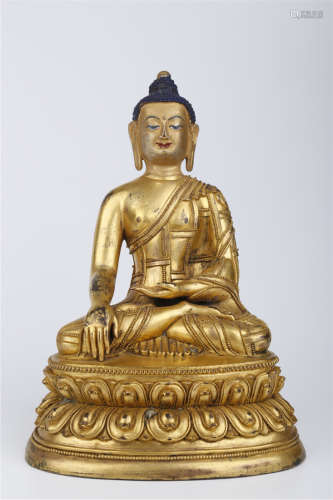 A Gilt Copper Sakyamuni Buddha Statue, Ming Dyn.